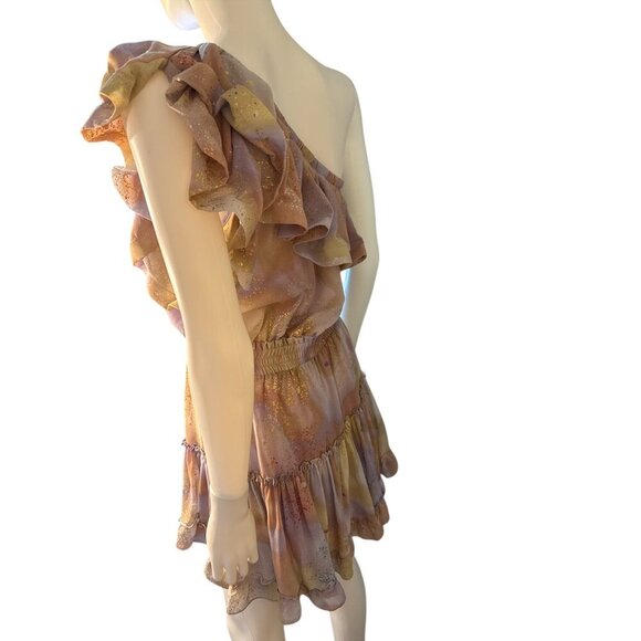 Buddy Love Pink and Blue Ruffled One Shoulder Mini Dress Party size M EUC - Picture 4 of 6